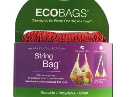 ECO-BAGS - Natural Cotton String Bag Tote Handle Chili - 10 Inches For Sale