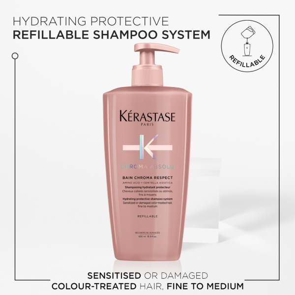 Kérastase Chroma Absolu Bain Chroma Respect Protective Shampoo Refillable Bottle 500ml on Sale