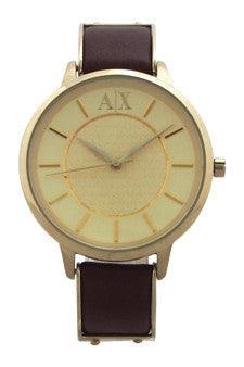 ax5310 dark brown leather strap watch by armani exchange -For -For Women on Sale