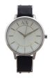 ax5309 stainless steel and black leather strap watch by armani exchange -For -For Women Online Sale