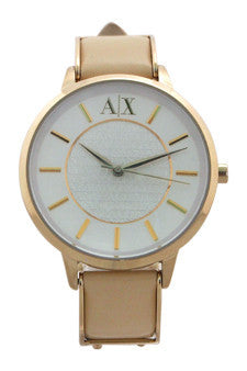 ax5301 gold-tone stainless steel and nude leather strap watch by armani exchange -For -For Women Supply