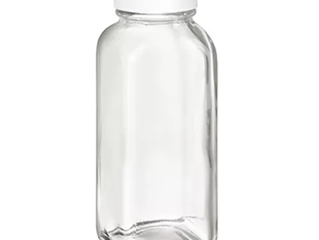 French Square Glass Jars - 4fl.oz - White Cap Discount