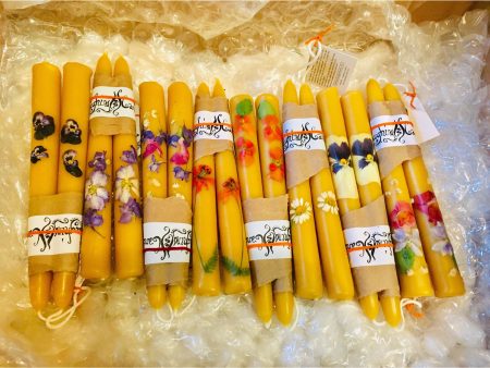 Beeswax Floral Tapers 9  Tall Online Sale