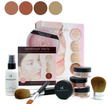 bare escentuals bareminerals get started kit - tan  medium tan ( skin rev-er upper+ 2x fdn+ face color+ mineral veil 9pcs -For Women Sale